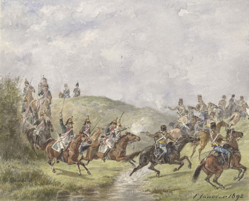 French Dragoons and Austrian hussars, 1892. Creator: Karel Frederik Bombled.
