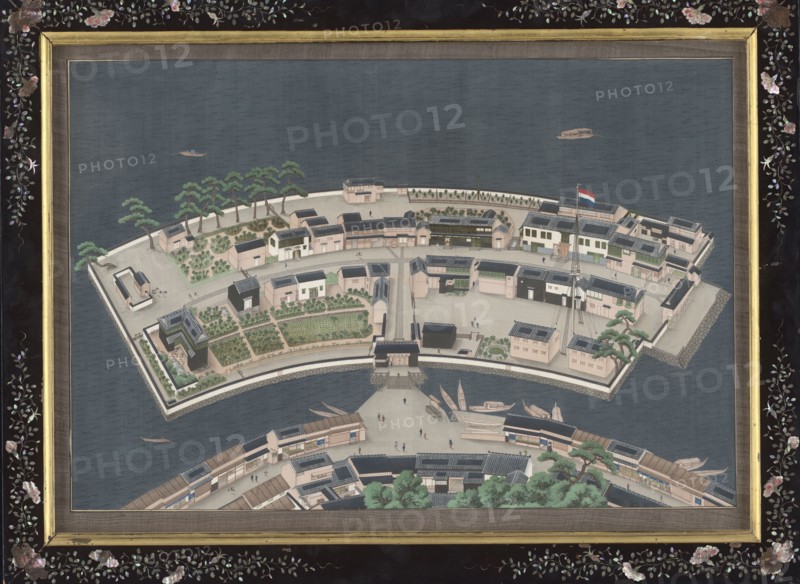 The island of Deshima, c.1833-c.1836. Creator: Workshop of Kawahara Keiga.