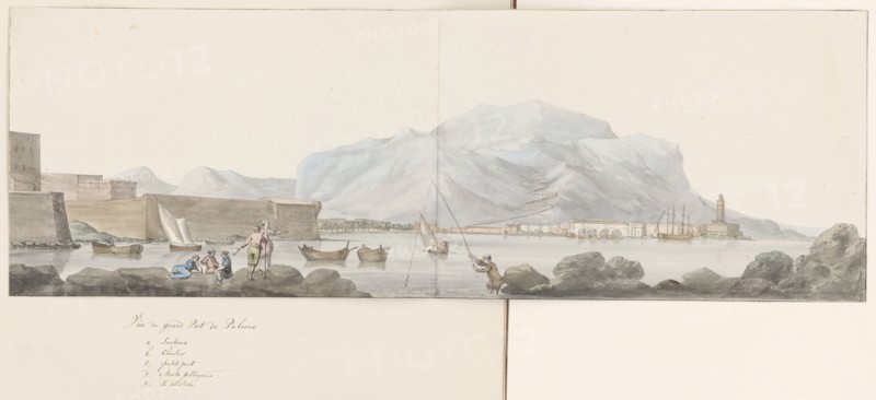 View of the large port of Palermo, 1778. Creator: Louis Ducros.