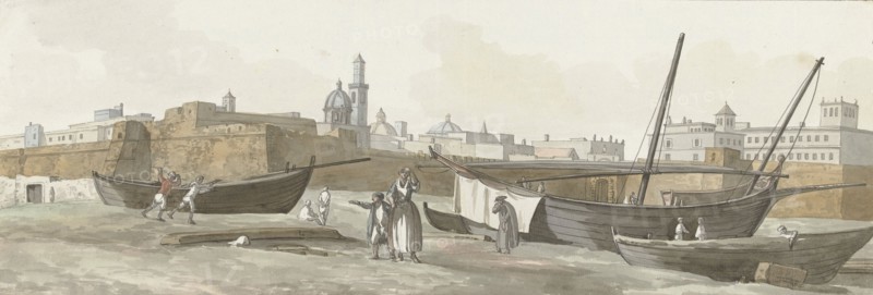 View of the port of Bari on the south side, 1778. Creator: Louis Ducros.