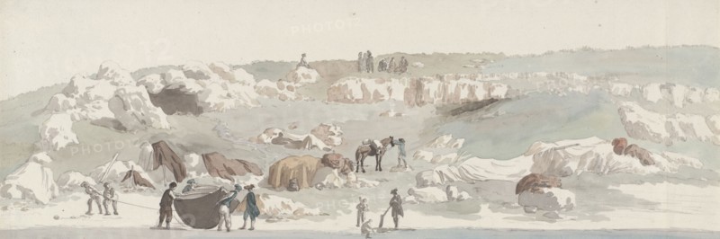 View of the small port of Luogo Vivo on the San Vito sailing route, 1778. Creator: Louis Ducros.