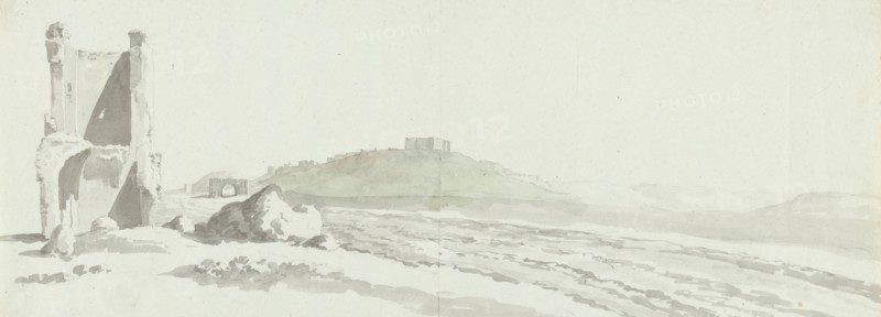 View of the city of Canosa with Castle and surroundings, 1778. Creator: Louis Ducros.
