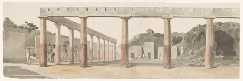Roman camp within the walls of Agrigentum with the Temple of Asclepius, 1778. Creator: Louis Ducros.