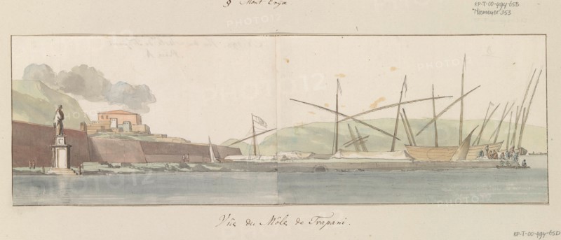 View of the harbour at Trapani, 1778. Creator: Louis Ducros.