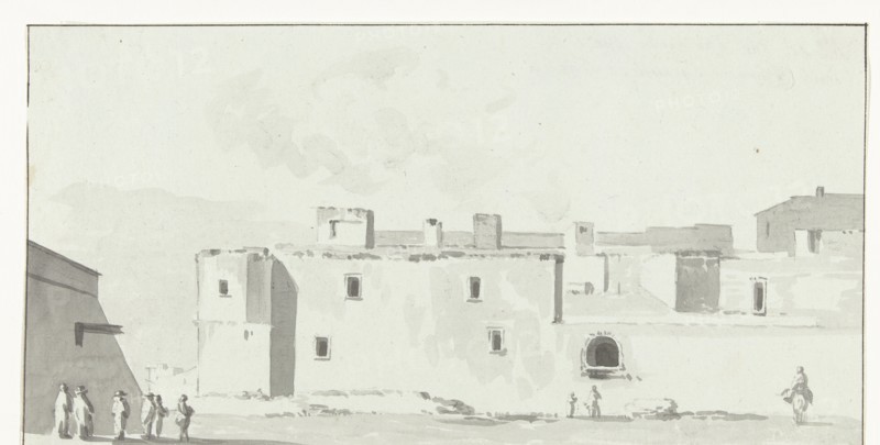 View of the Old Palace of the Count of Egmond Pignatelli in Cerignola, 1778. Creator: Louis Ducros.