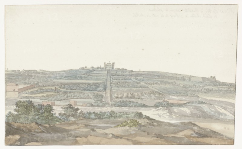 View of Vedala Palace of the Grand Master, located in the Boschetto, Malta, 1778. Creator: Louis Ducros.