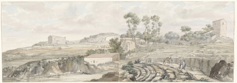 Interior with steps from theatre in Syracuse, 1778. Creator: Louis Ducros.