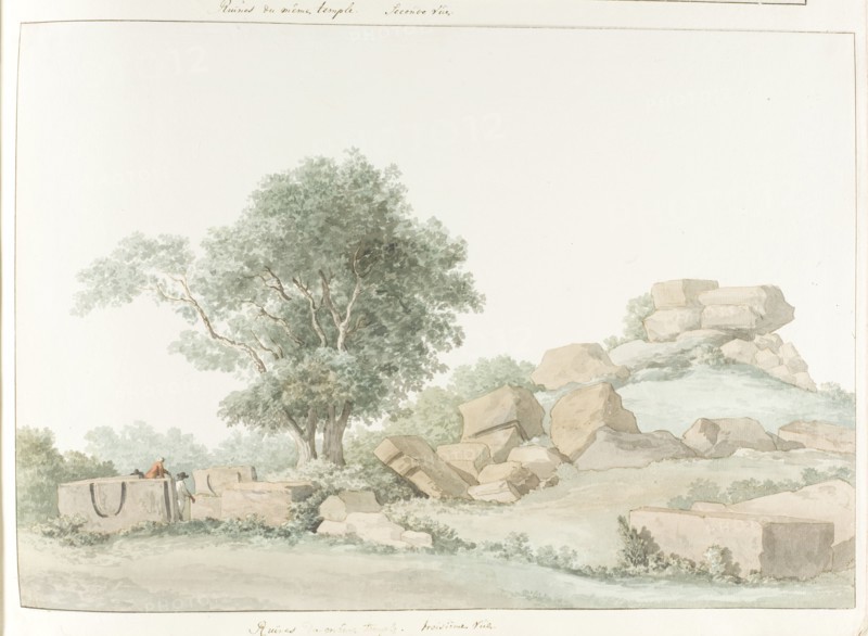 Ruin of Temple of Olympian Zeus in old Agrigento, 1778. Creator: Louis Ducros.
