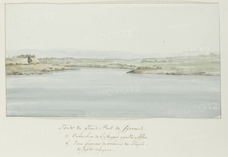 Extremity of the great port of Syracuse, 1778. Creator: Louis Ducros.
