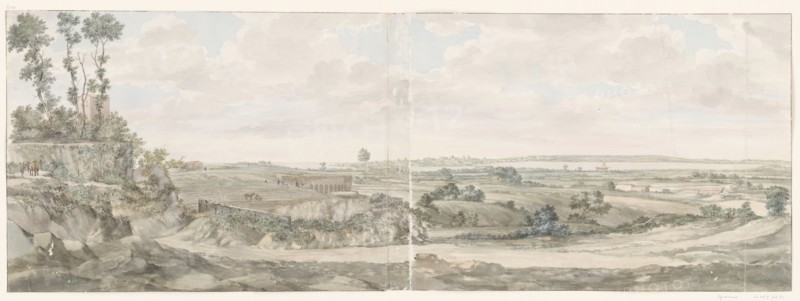 View with the steps of the theater in Syracuse, 1778. Creator: Louis Ducros.