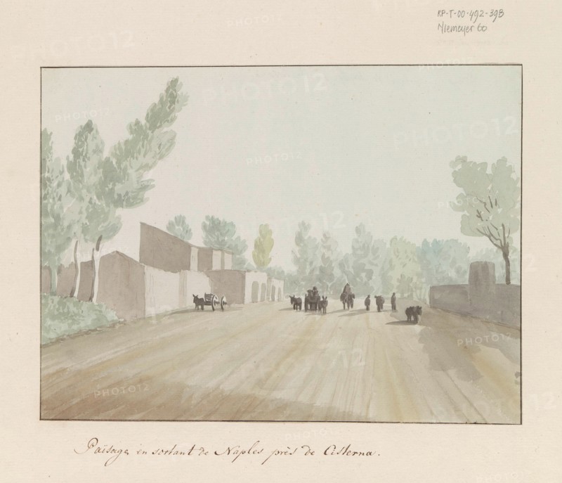 Street scene when leaving Naples at Cisterna, 1778. Creator: Louis Ducros.