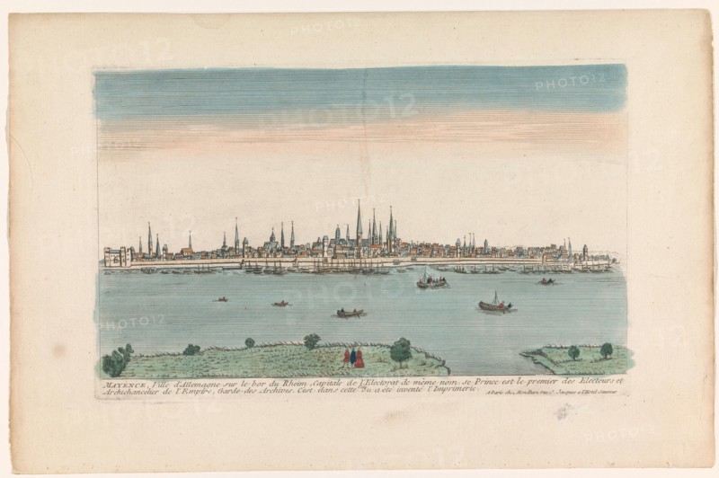 View of the city of Mainz on the River Rhine, 1759-c.1796. Creators: Louis-Joseph Mondhare, Anon.