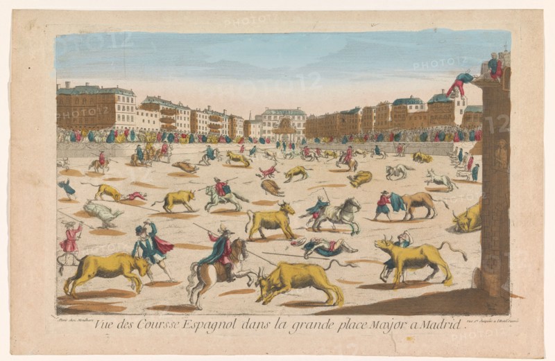 View of a bullfight on the Plaza Mayor in Madrid, 1759-c.1796. Creator: Louis-Joseph Mondhare.