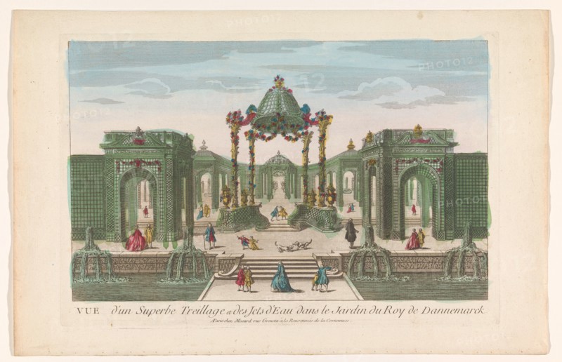 View of the Pergola and the fountains of a garden of the king of Denmark, 1700-1799. Creator: Anon.
