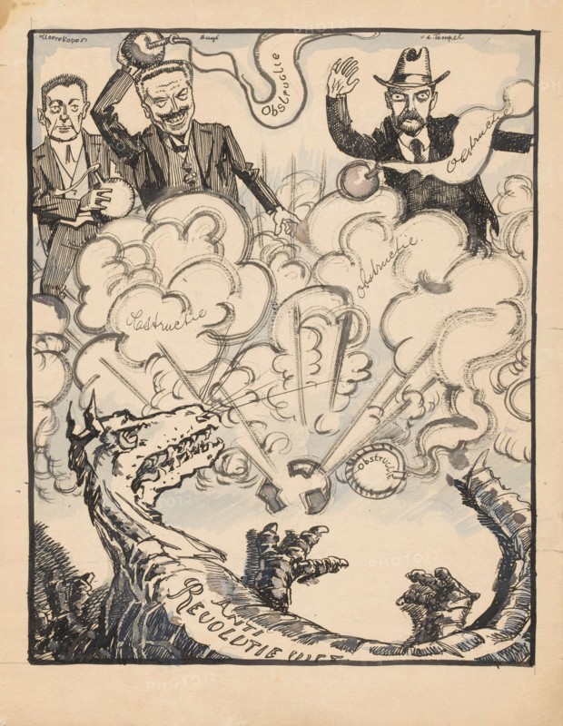 Obstruction against the anti-revolution law, 1920-1930. Creator: Patrick Kroon.