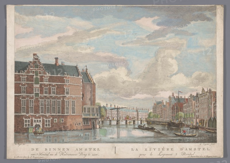 View of the Halvemans Bridge over the Amstel in Amsterdam, 1753-1799. Creator: Pierre Fouquet.