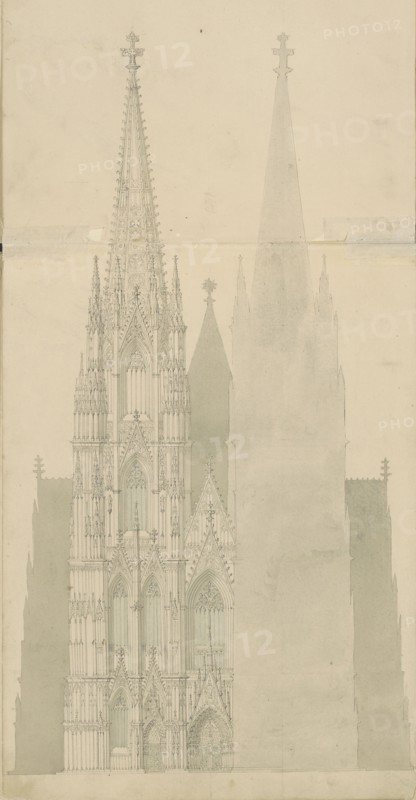 Facade of a Gothic cathedral, c.1850. Creator: Petrus Josephus Hubertus Cuypers.