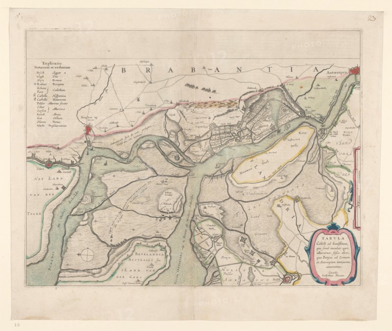 Map of the surroundings of Zandvliet, 1642. Creator: Willem Blaeu.