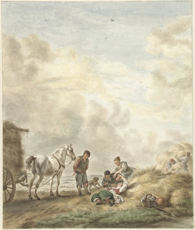 Harvest scene, 1795. Creator: Abraham Delfos.