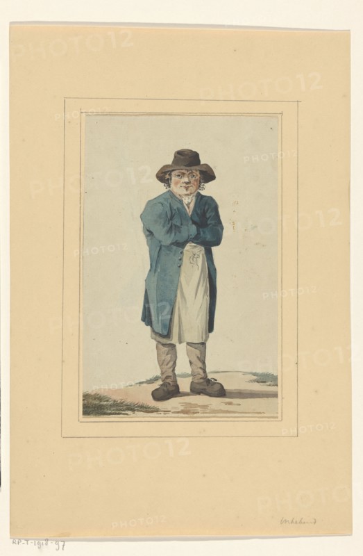 Standing man in blue jacket, 1700-1800. Creator: Anon.