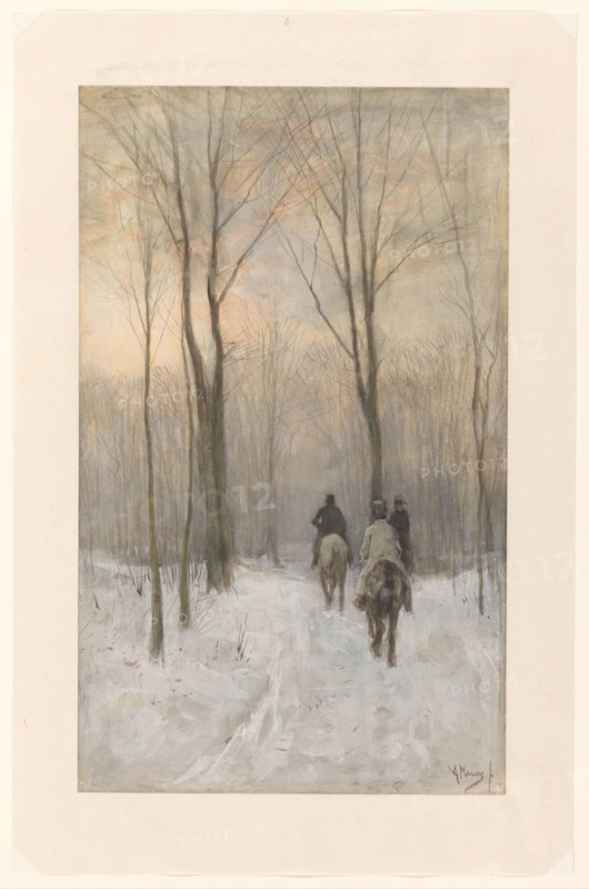 Riders in the Snow in the Haagse Bos, 1880. Creator: Anton Mauve.