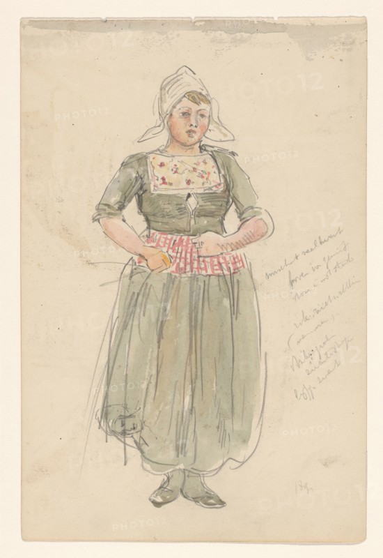 Standing girl in traditional costume, 1868-1933. Creator: Jan Hoynck van Papendrecht.