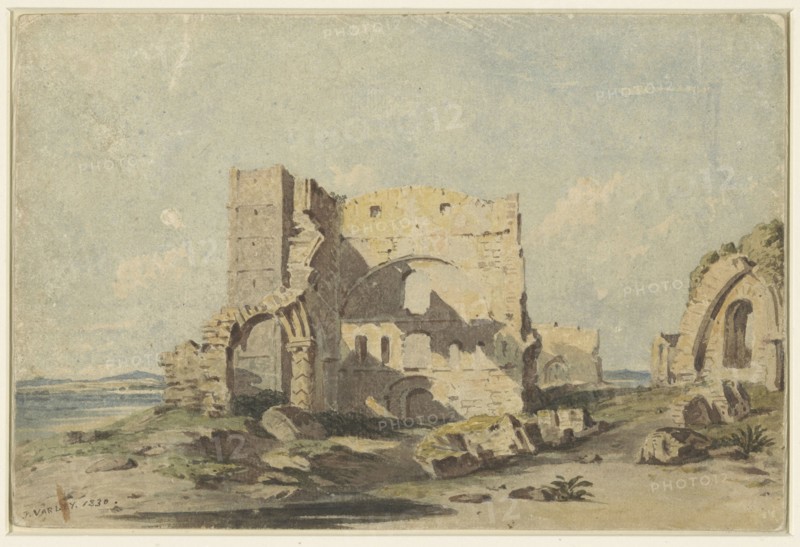 Lindisfarne Abbey on Holy Island, Northumberland, 1830. Creator: John Varley I.