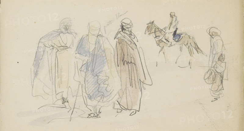 Algerians in traditional costume, 1922. Creator: Marius Bauer.