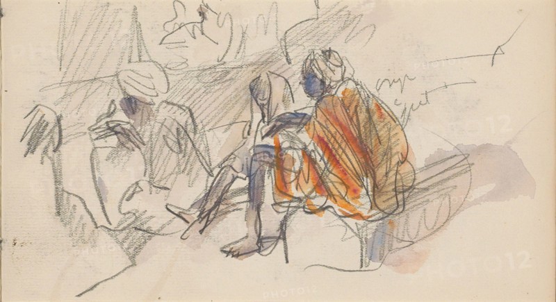Seated Algerians, 1922.  Creator: Marius Bauer.