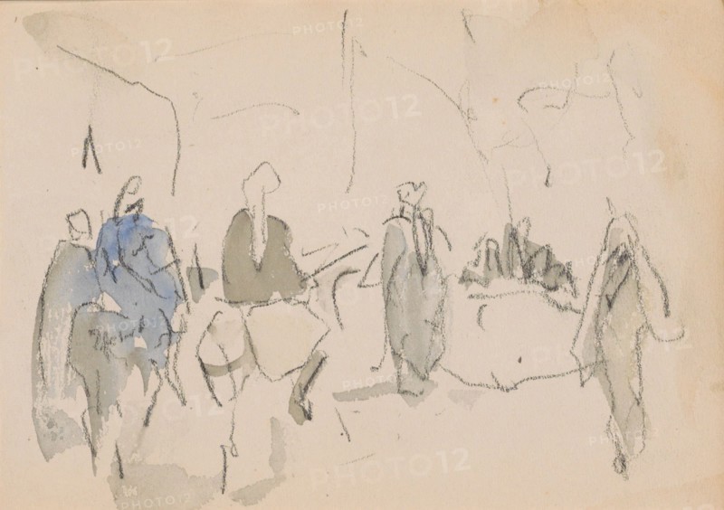 Egyptians on donkeys, 1919. Creator: Marius Bauer.