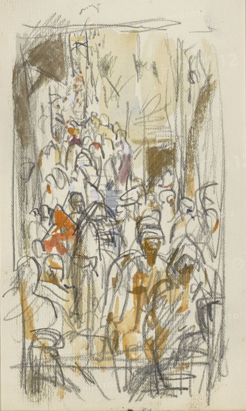 Street with figures in Biskra, 1922. Creator: Marius Bauer.