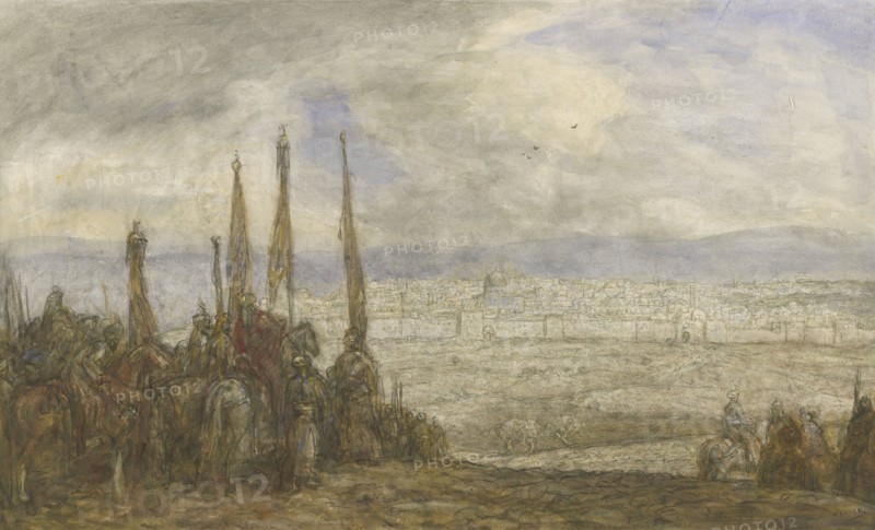 Turkish army in front of Jerusalem, c.1877-c.1932. Creator: Marius Bauer.