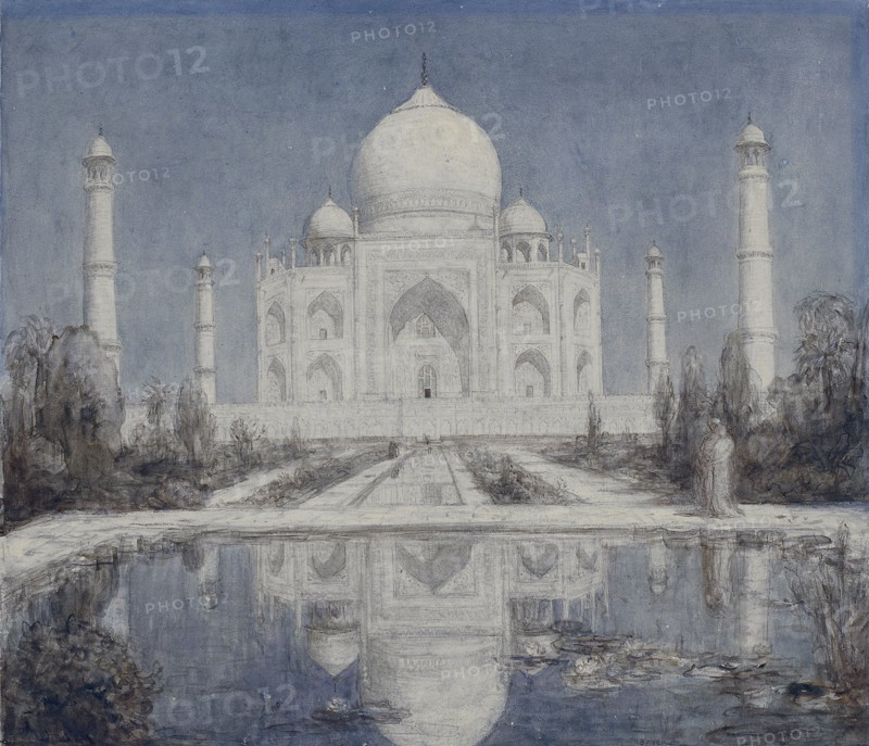 Taj Mahal by moonlight, 1877-1932. Creator: Marius Bauer.