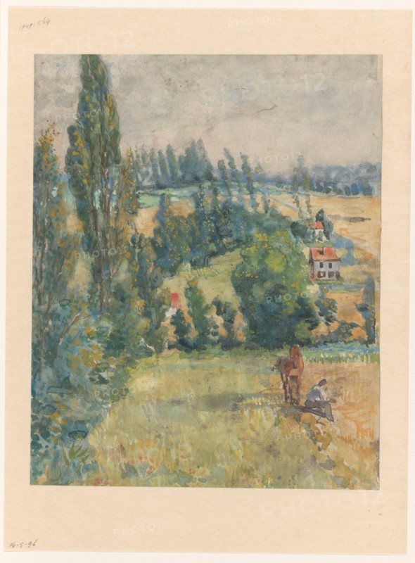 Landscape with a resting farmer with a horse, 1874-1918. Creator: Martinus van Andringa.