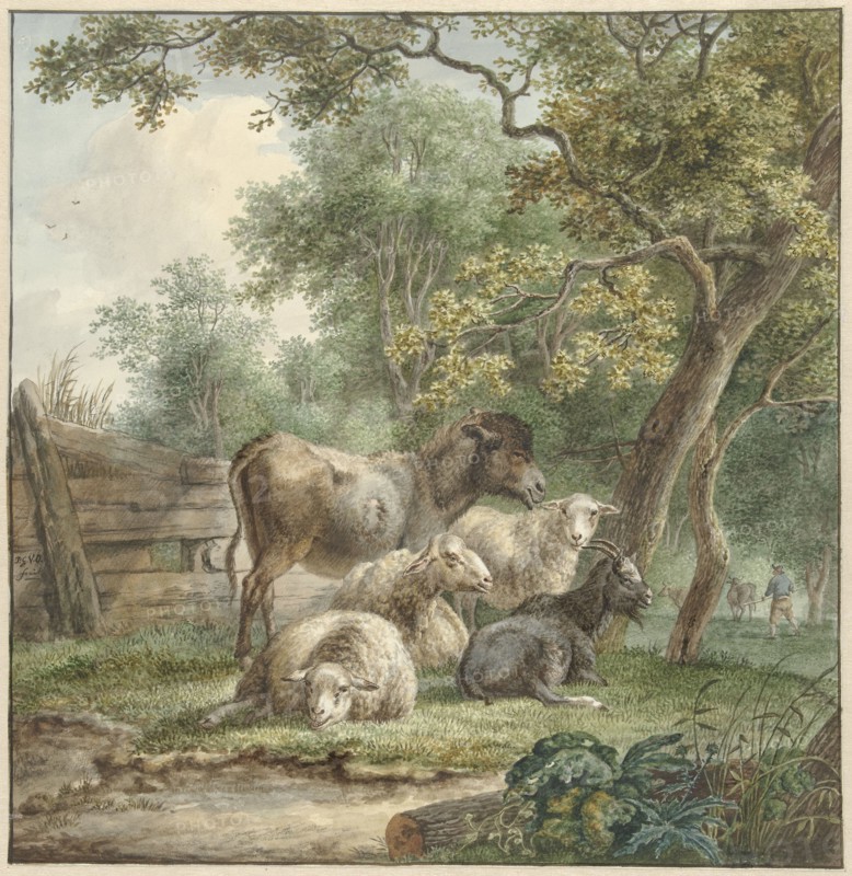Cattle in an Orchard, c.1790-c.1815. Creator: Pieter Gerardus van Os.