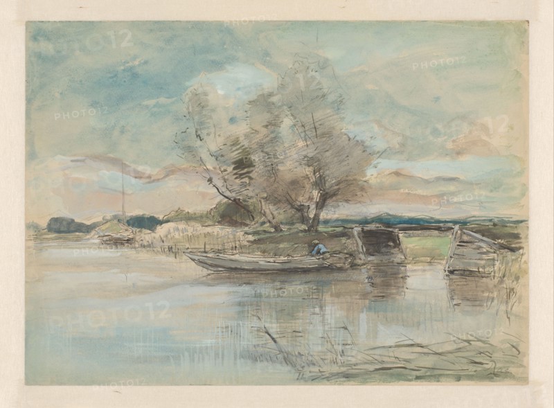 Rowboat at the waterfront, 1867-1931. Creator: Pieter H.J.J. Ras.