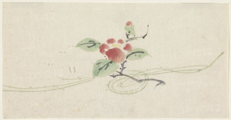 Branch with red camellia, 1808-1861. Creator: Utagawa Kuniyoshi.