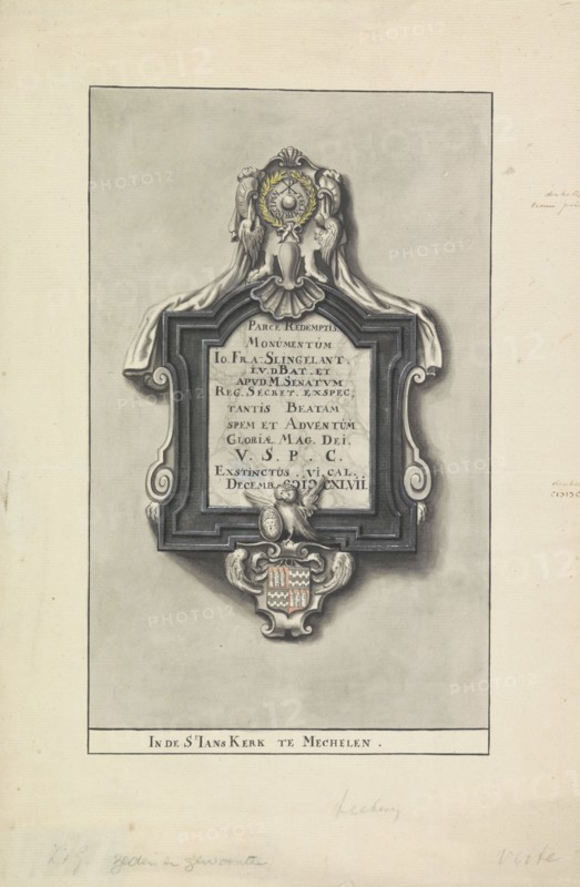 Epitaph of IO. Fr. A Slingelant, 1647 or later.  Creator: Anon.