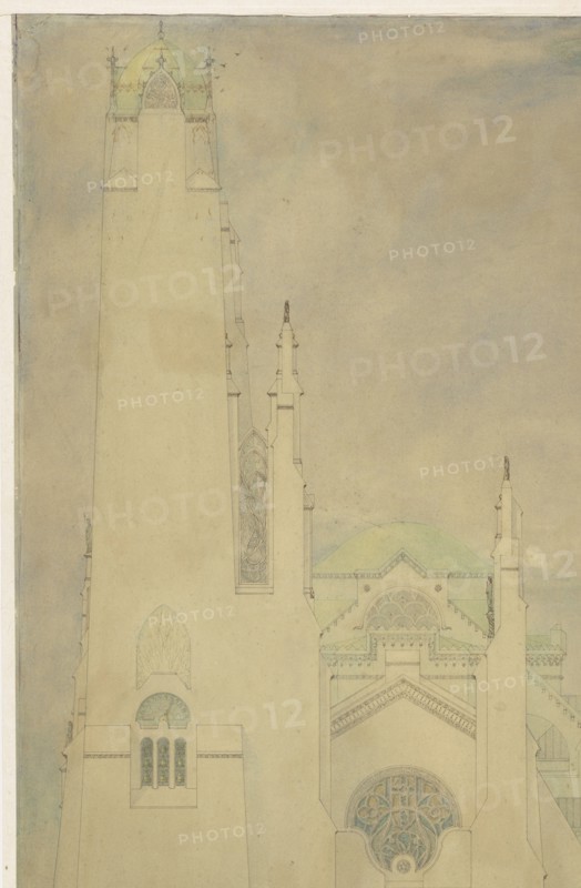 Design for a church, 1877-1932. Creator: Marius Bauer.