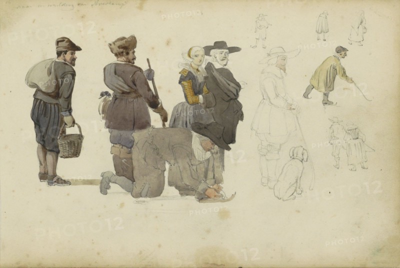 Figures in different poses, c. 1846-c. 1882. Creator: Cornelis Springer.