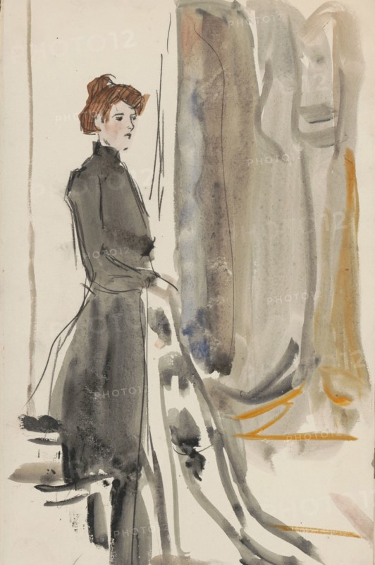 Standing woman with a piece of cloth, 1875-1934. Creator: Isaac Lazerus Israels.