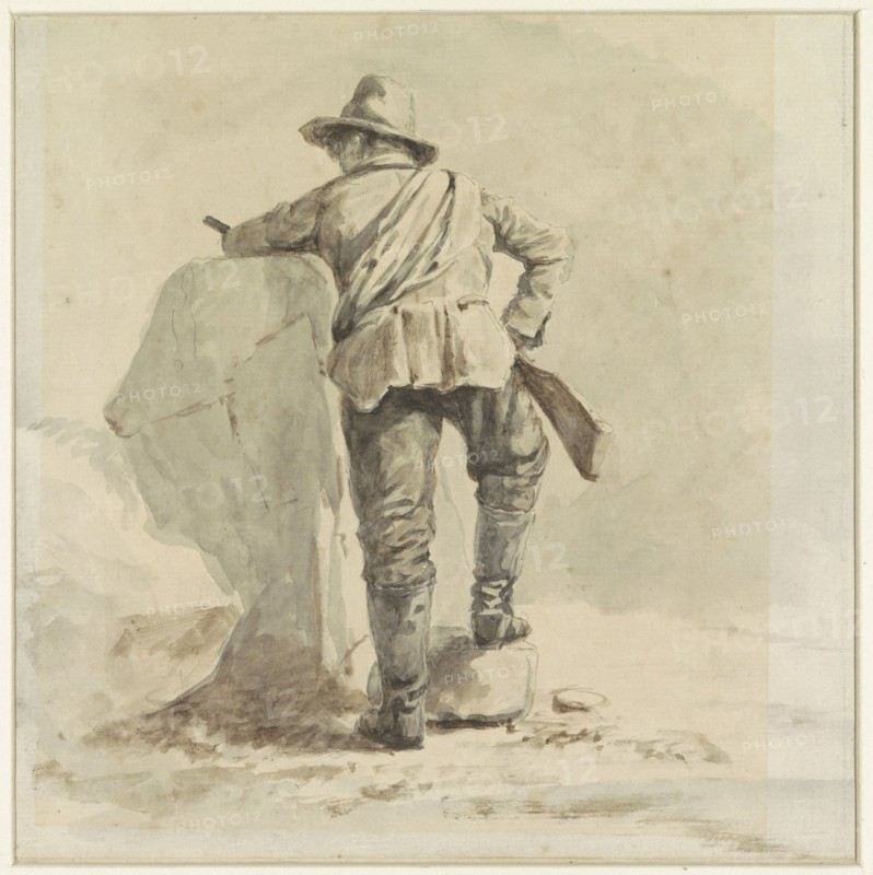 Resting boy, seen from the back, 1825-1893. Creator: Johann Bernard Klombeck.