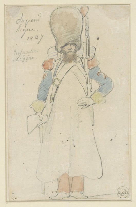 Sketch of military uniform, 1827. Creator: Auguste Raffet.