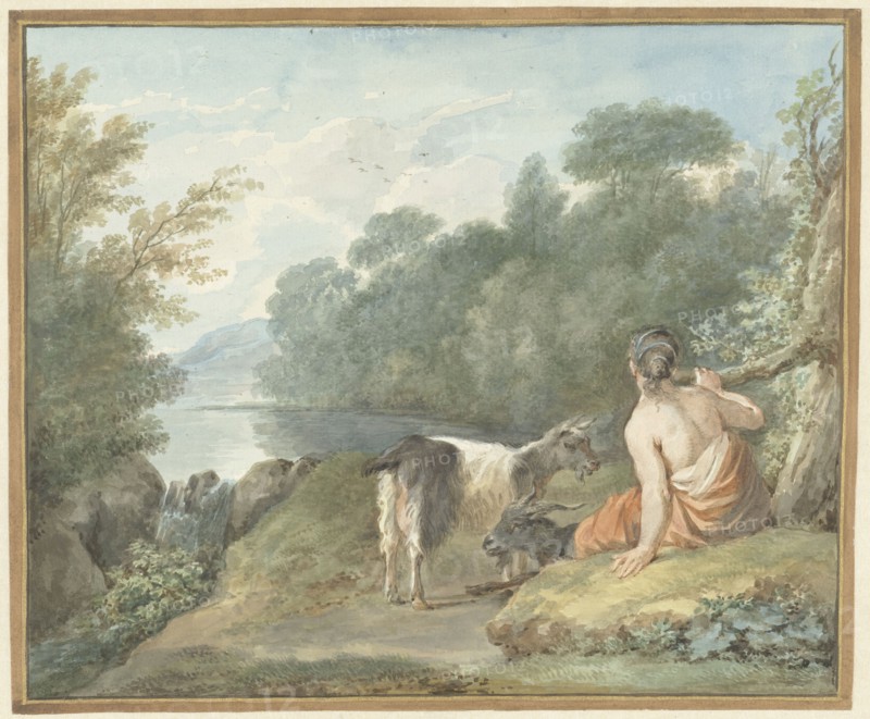 Shepherdess with goats in a landscape with a lake, 1781. Creator: Aert Schouman.