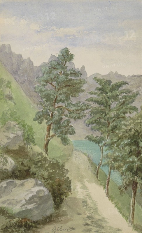 Mountain landscape with water near Glion, c. 1888-c. 1901. Creator: Anna Catharina Maria van Eeghen.