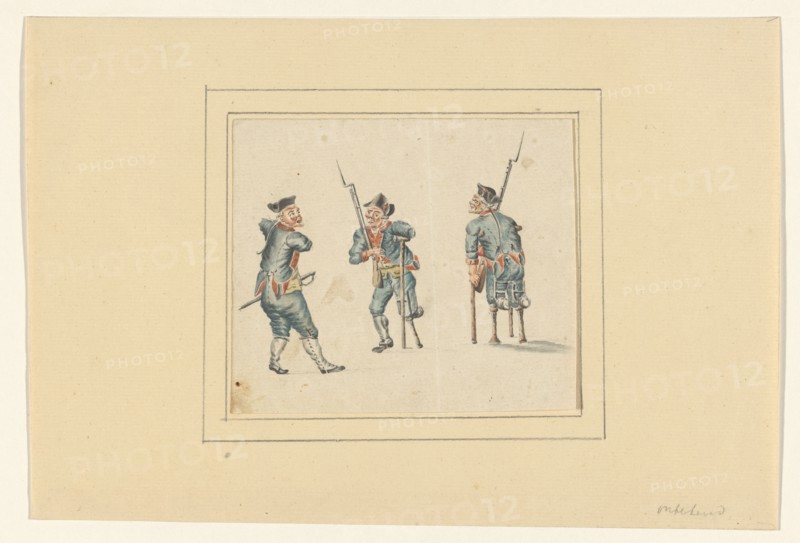 Three disabled soldiers, 1700-1800. Creator: Anon.