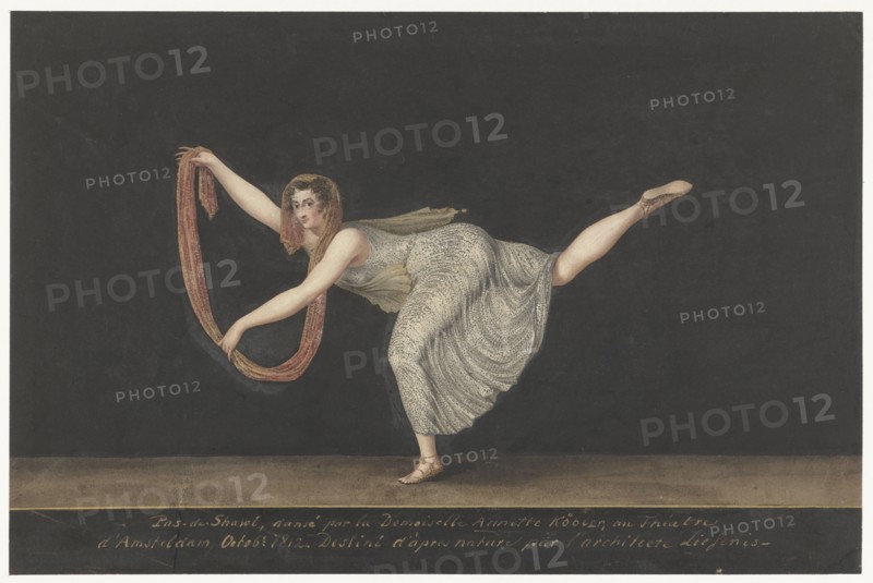 Dancer Annette Köbler performing the Pas-de-Shawl, 1812. Creator: Bartholomeus Ziesenis.