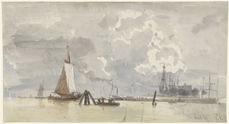View of the IJ in Amsterdam, 1827-1892. Creator: Everhardus Koster.
