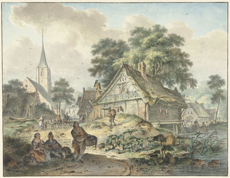 Dilapidated house and village church, 1777. Creator: Hendrik Meijer.