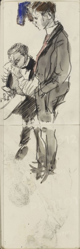 Standing man, possibly next to a cobbler, 1875-1934. Creator: Isaac Lazerus Israels.